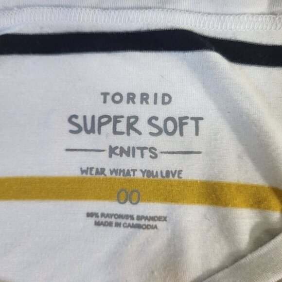 Torrid White with Coloured Stripes Blouse - Picture 7 of 8